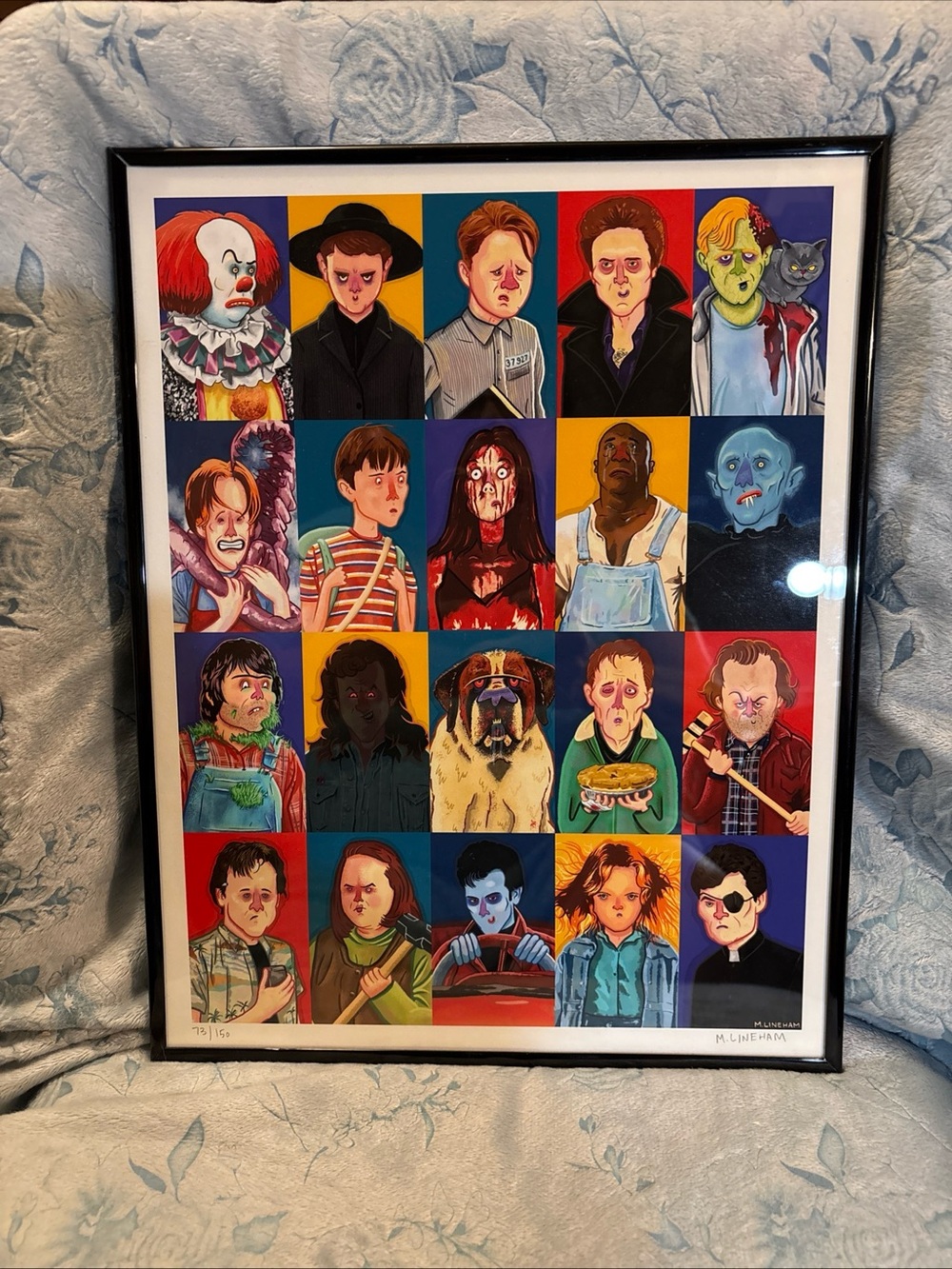 M. Lineham Signed Numbered Framed Horror Movie Characters Print